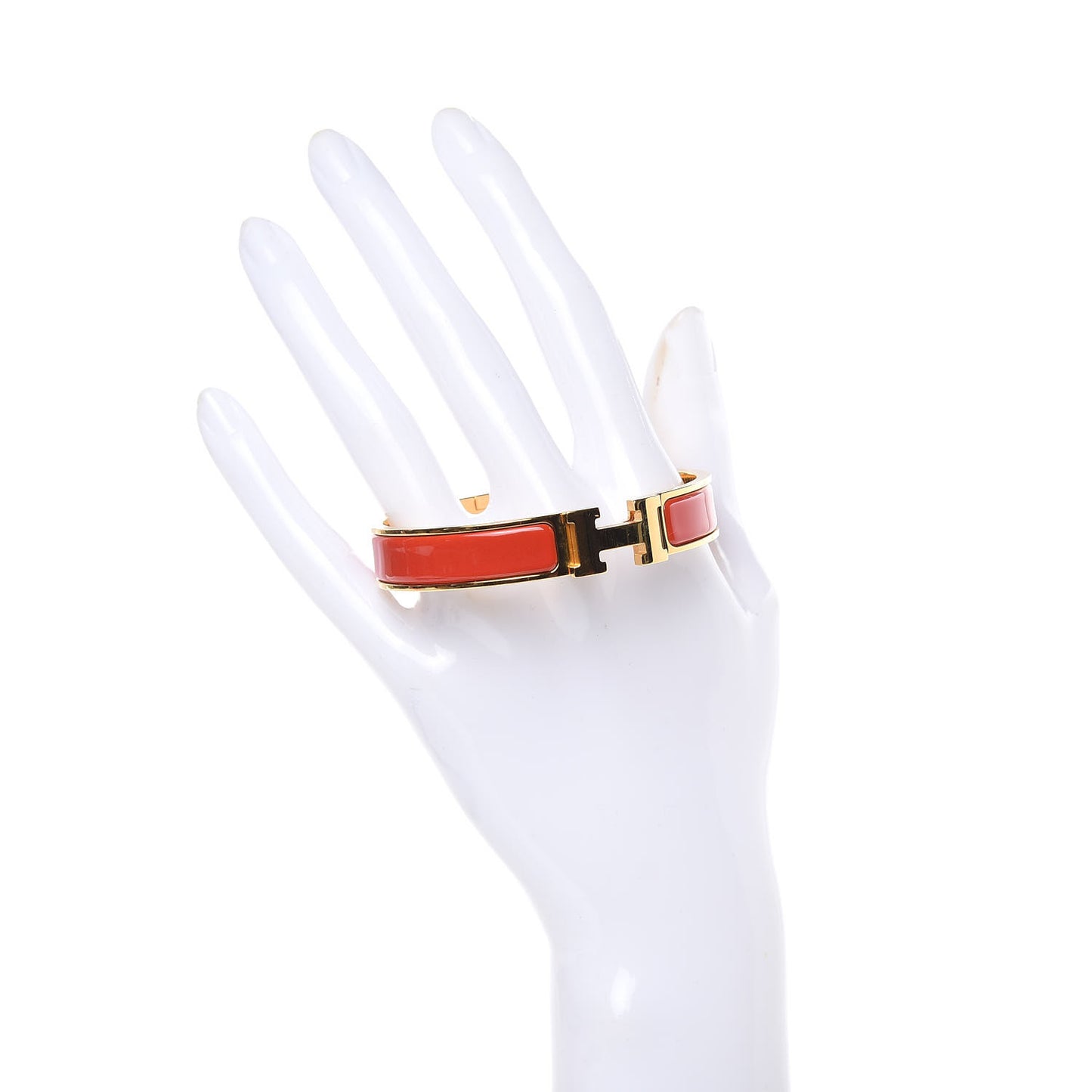 Enamel Narrow Clic Clac H Bracelet GM Rouge Corail
