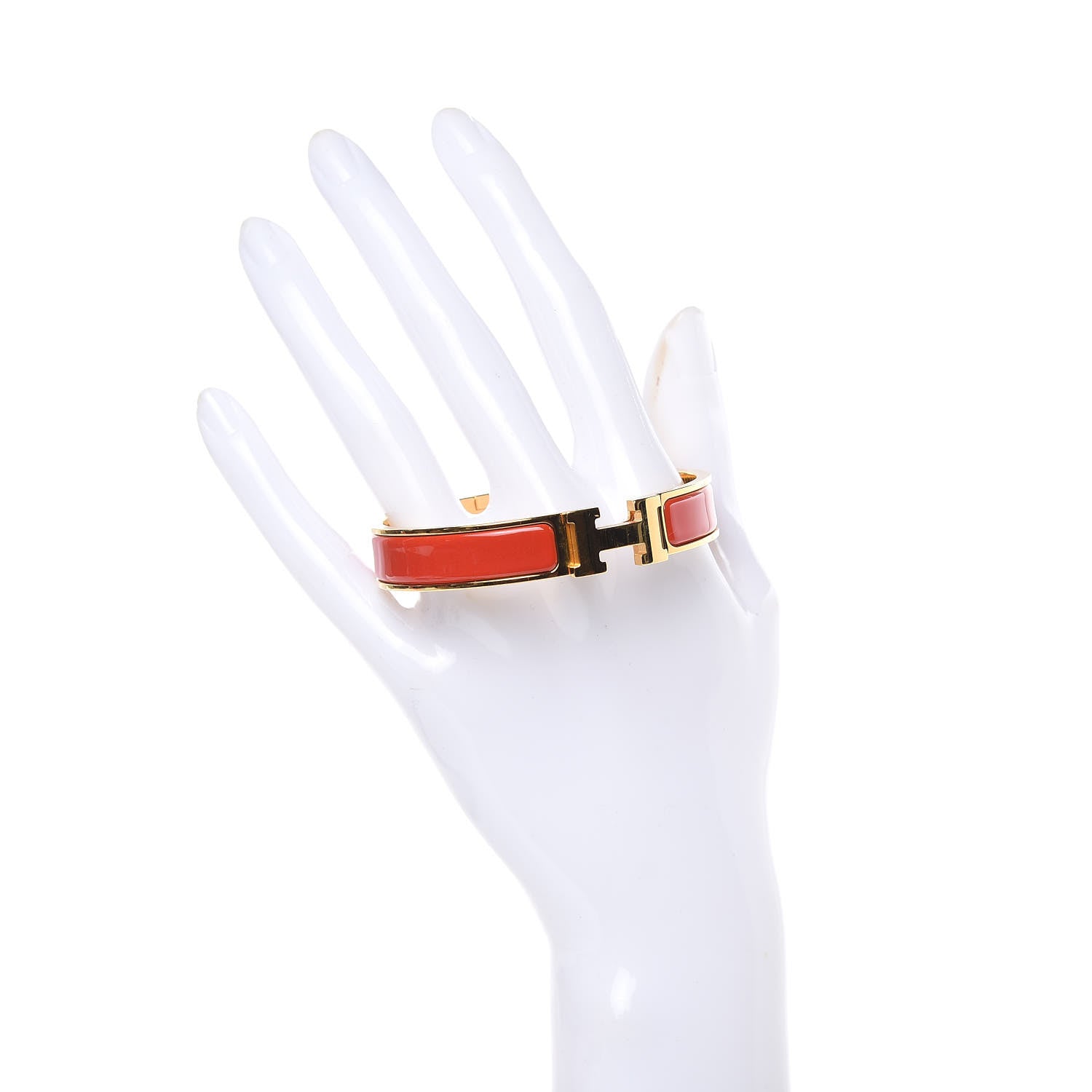 Hermes Enamel Narrow Clic Clac H Bracelet GM Rouge Corail 2 of 6