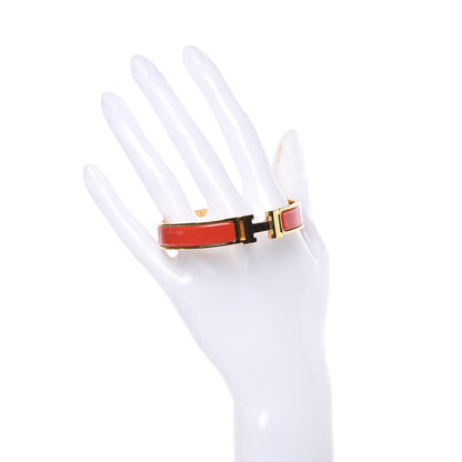 Hermes Enamel Narrow Clic Clac H Bracelet GM Rouge Corail 2 of 6