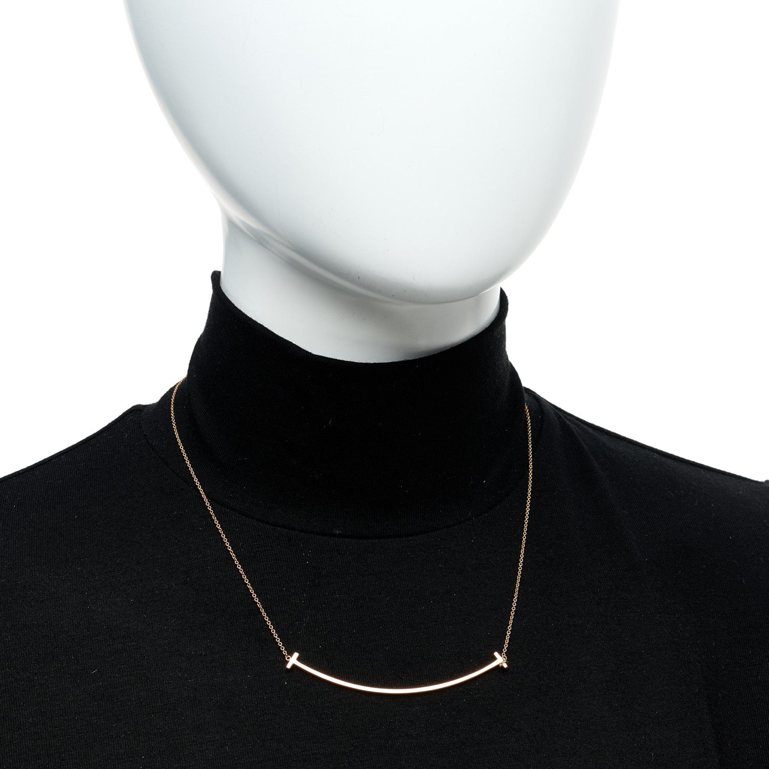 Tiffany 18K Rose Gold T Smile Pendant Necklace 2 of 6
