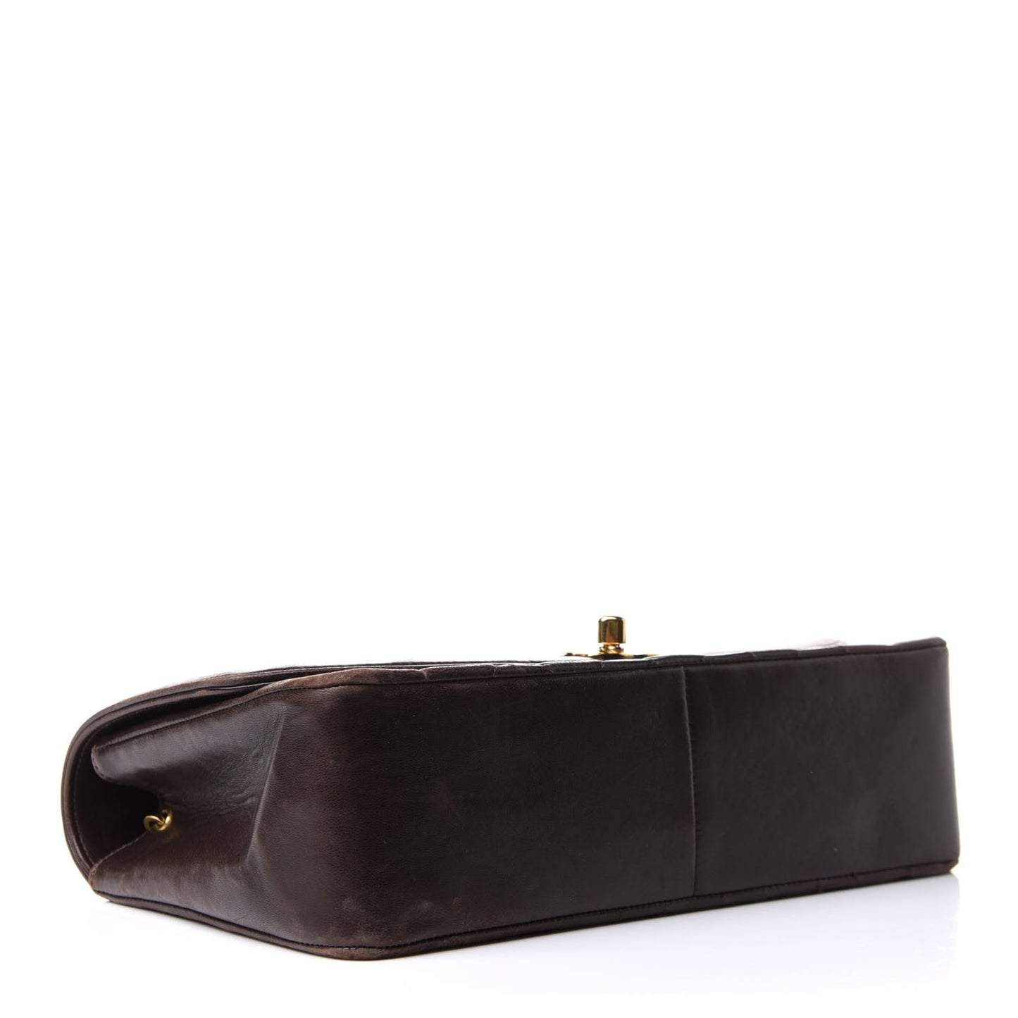 Lambskin Quilted Small Single Flap Brown