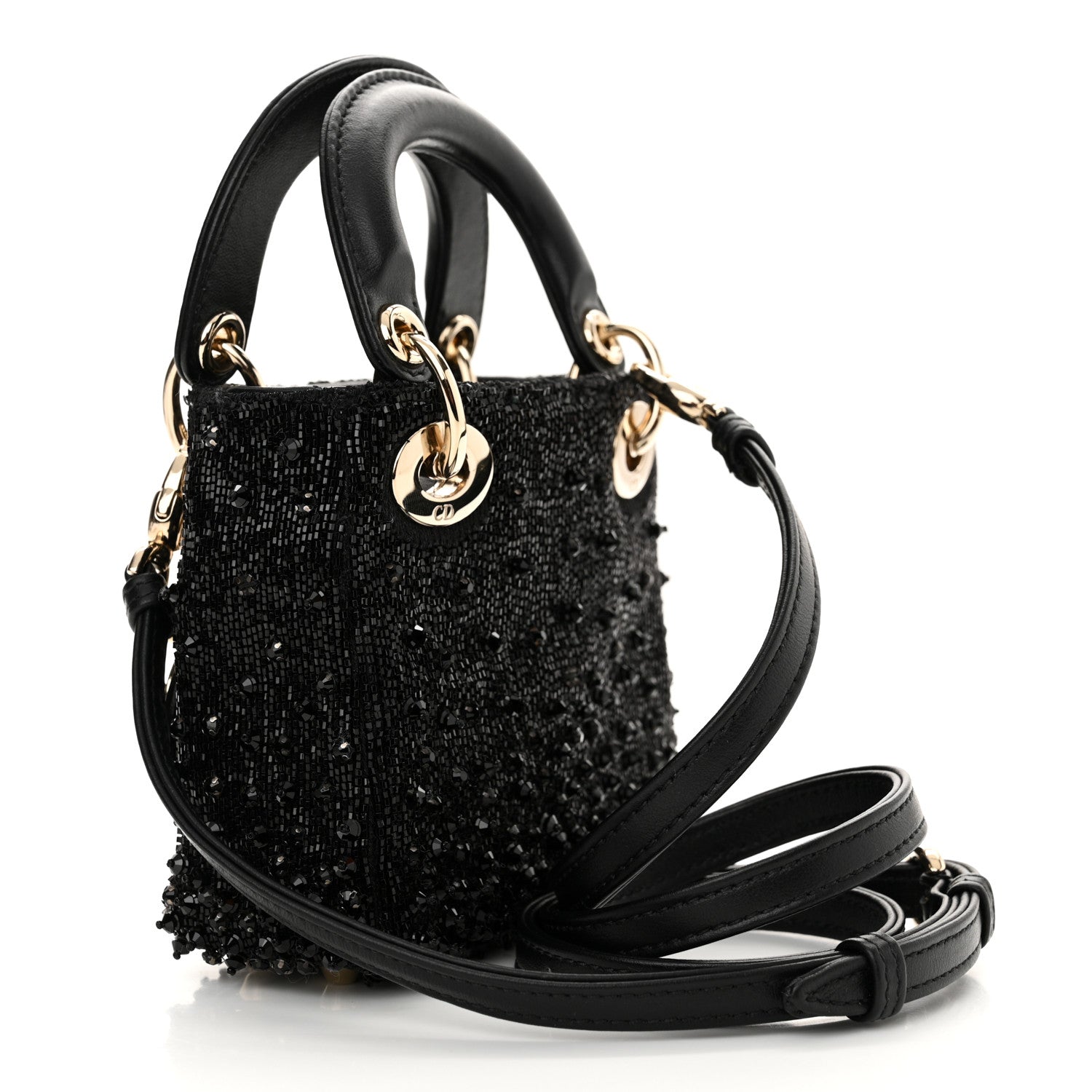 Christian Dior Lambskin Beaded Micro Lady Dior Black 3 of 12