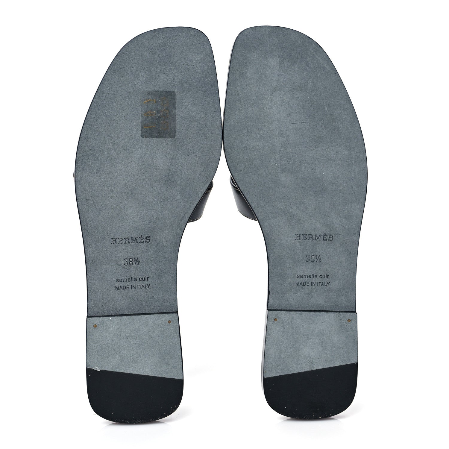 Hermes Box Calfskin Oran Sandals 38.5 Black 8 of 8
