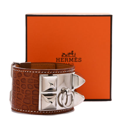 Hermes Shiny Alligator Collier De Chien CDC Bracelet S Fauve 6 of 6