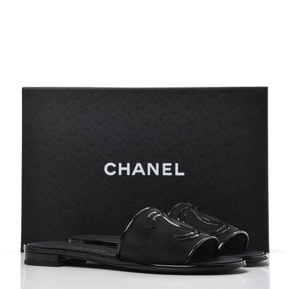 Chanel Mesh Patent Calfskin CC Mules 39 Black 8 of 8