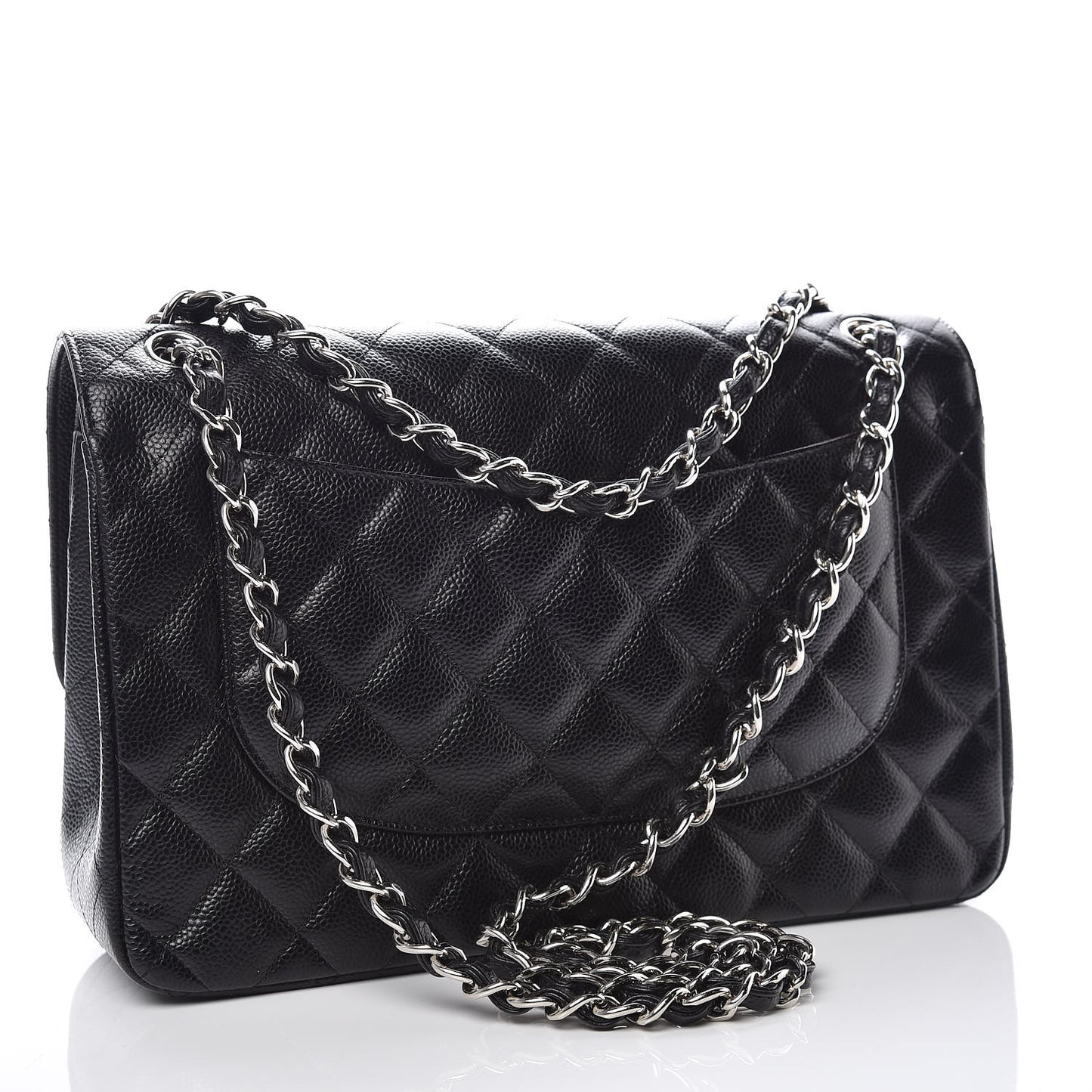 Caviar Quilted Jumbo Double Flap Black