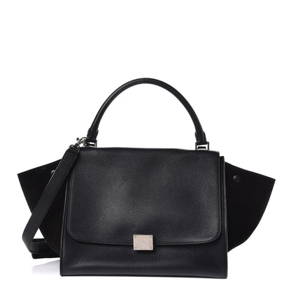 Celine Drummed Calfskin Suede Medium Trapeze Black 1 of 6