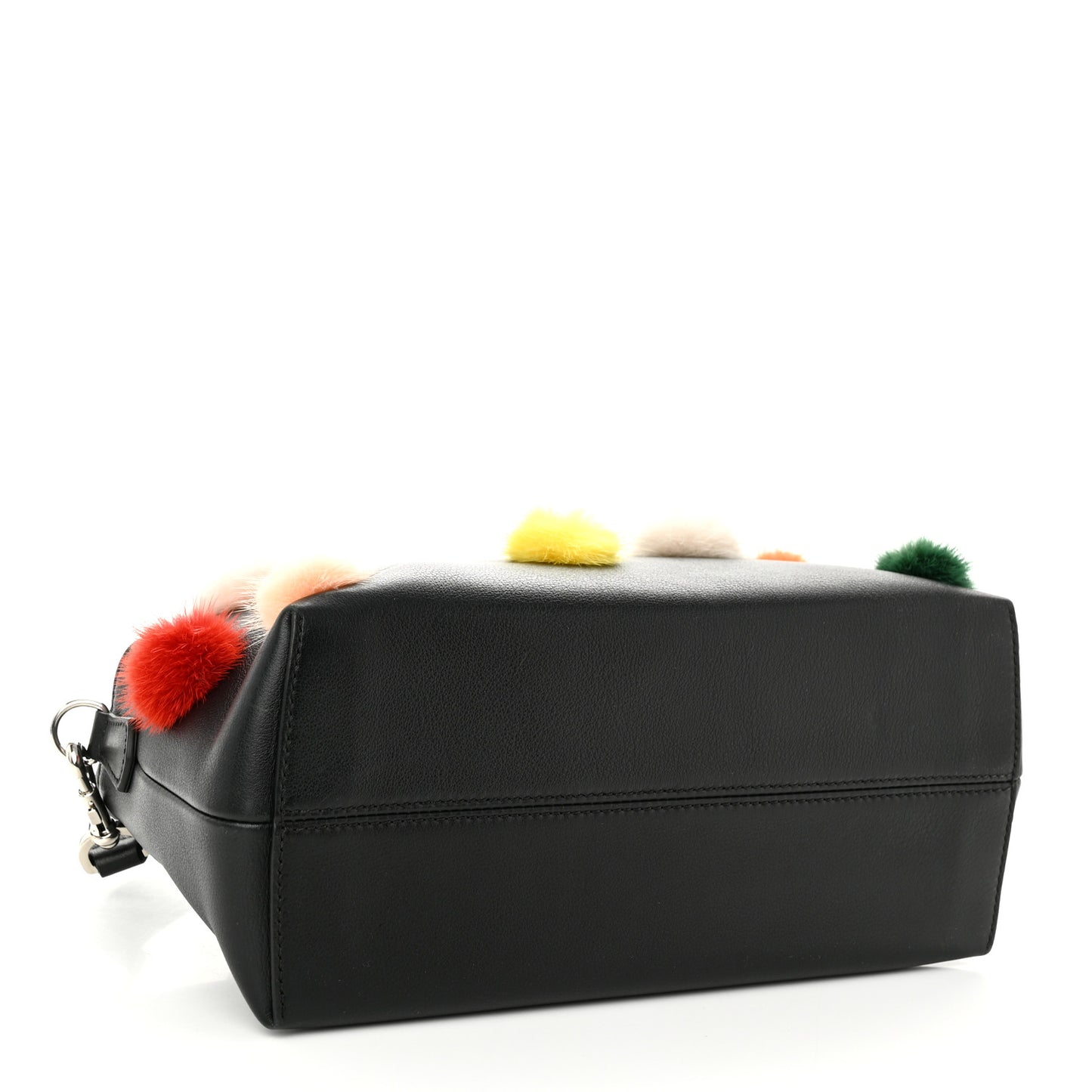 Vitello Dolce Mink Fur Pom Pom Medium By The Way Boston Bag Black Multicolor