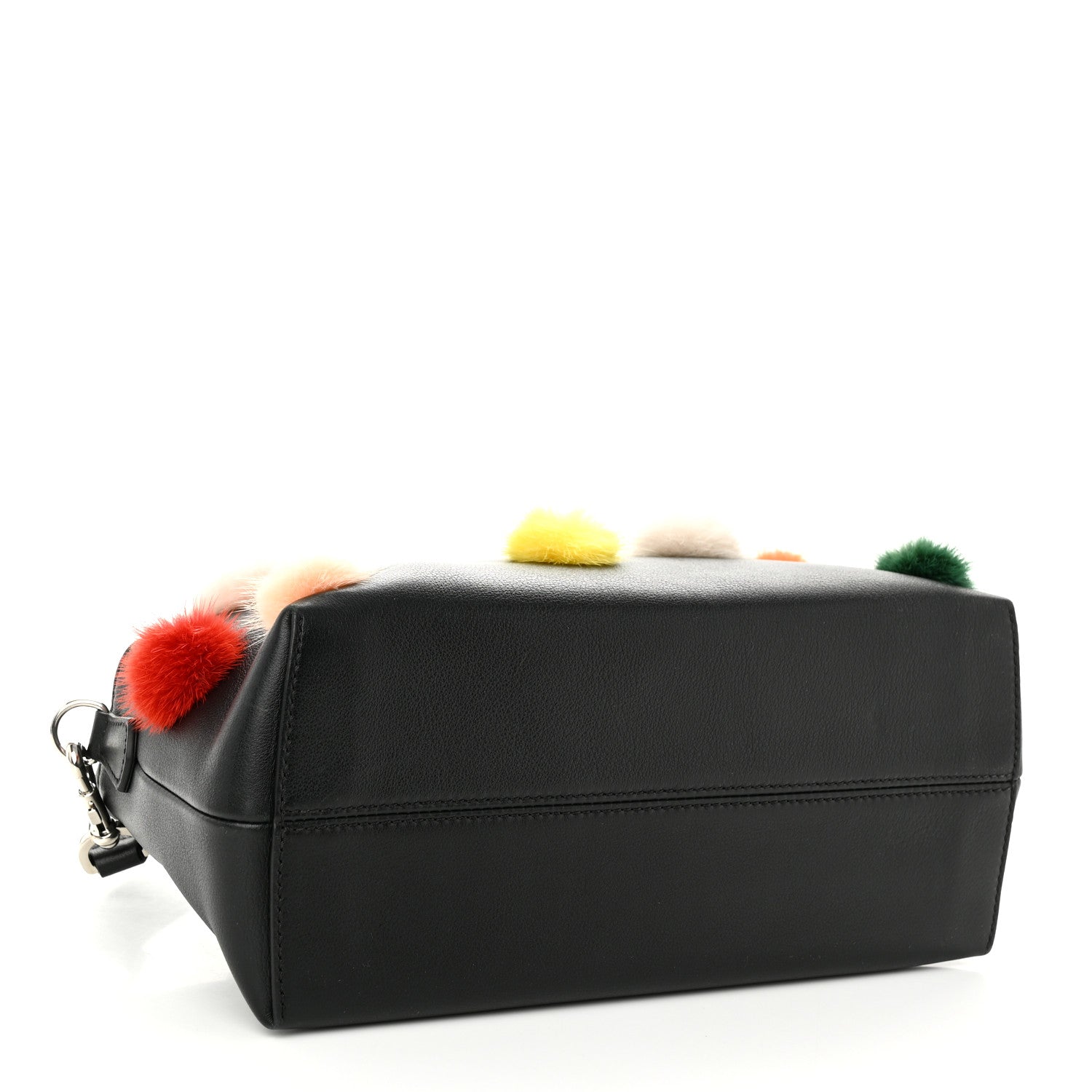 Fendi Vitello Dolce Mink Fur Pom Pom Medium By The Way Boston Bag Black Multicolor 4 of 10