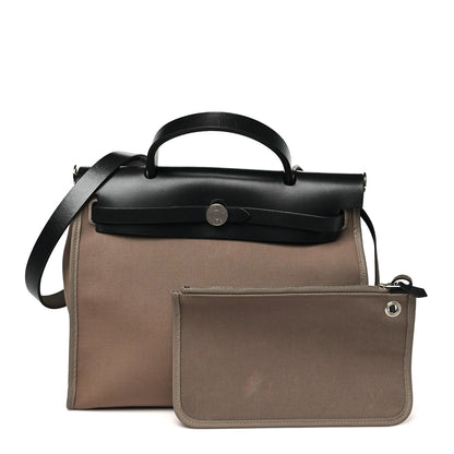 Hermes Toile Officier Vache Hunter Herbag Zip 31 PM Etoupe Bleu Indigo 3 of 12