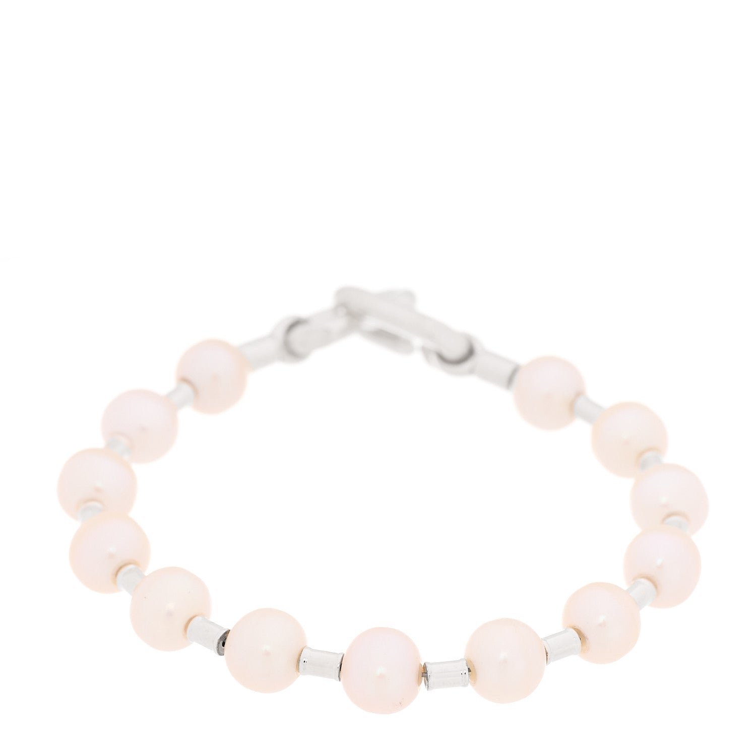 Tiffany Sterling Silver Freshwater Cultured Pearl 7-8mm HardWear Bracelet 1 of 5