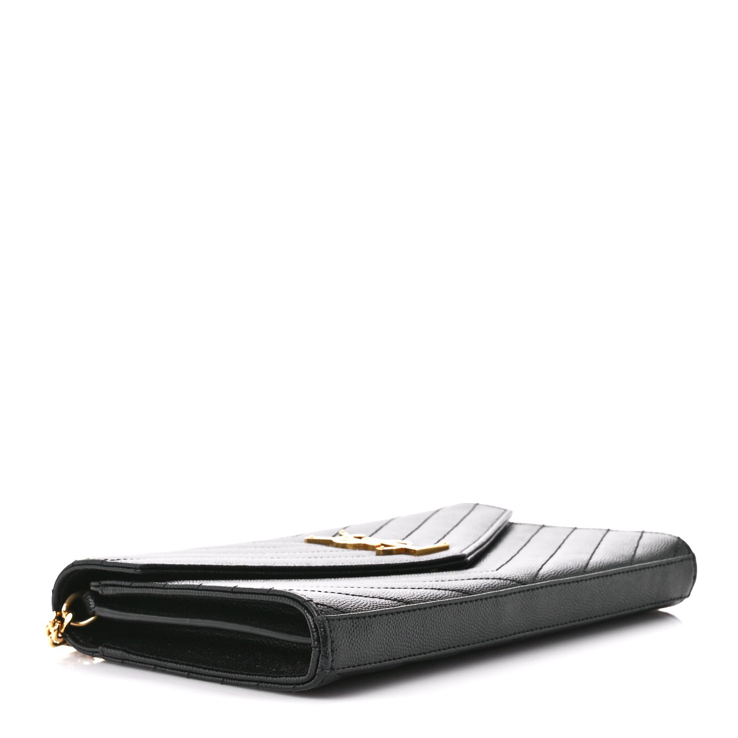 Grain De Poudre Matelasse Chevron Monogram Chain Wallet Black
