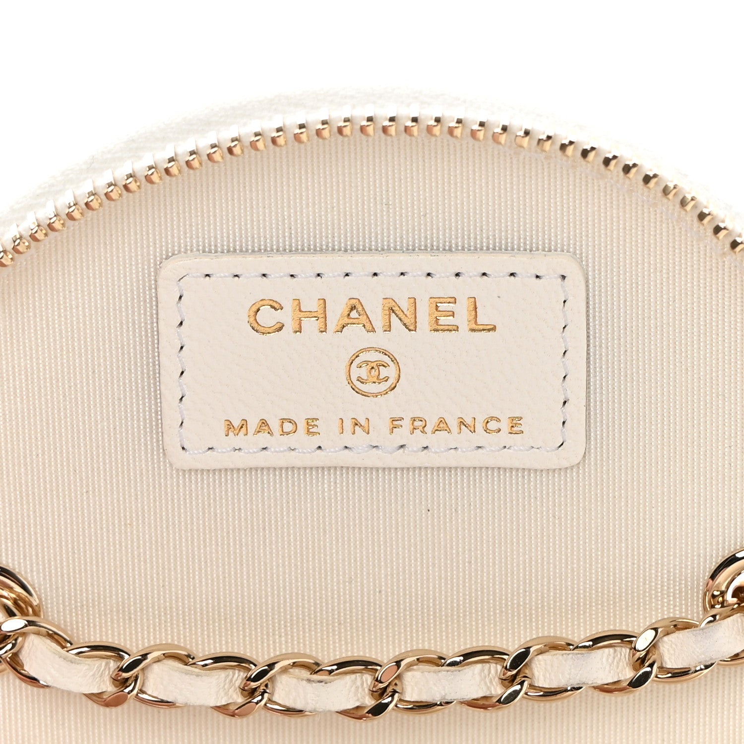 Chanel Lambskin Quilted Round Small Vanity Case With Chain White Black 6 of 13