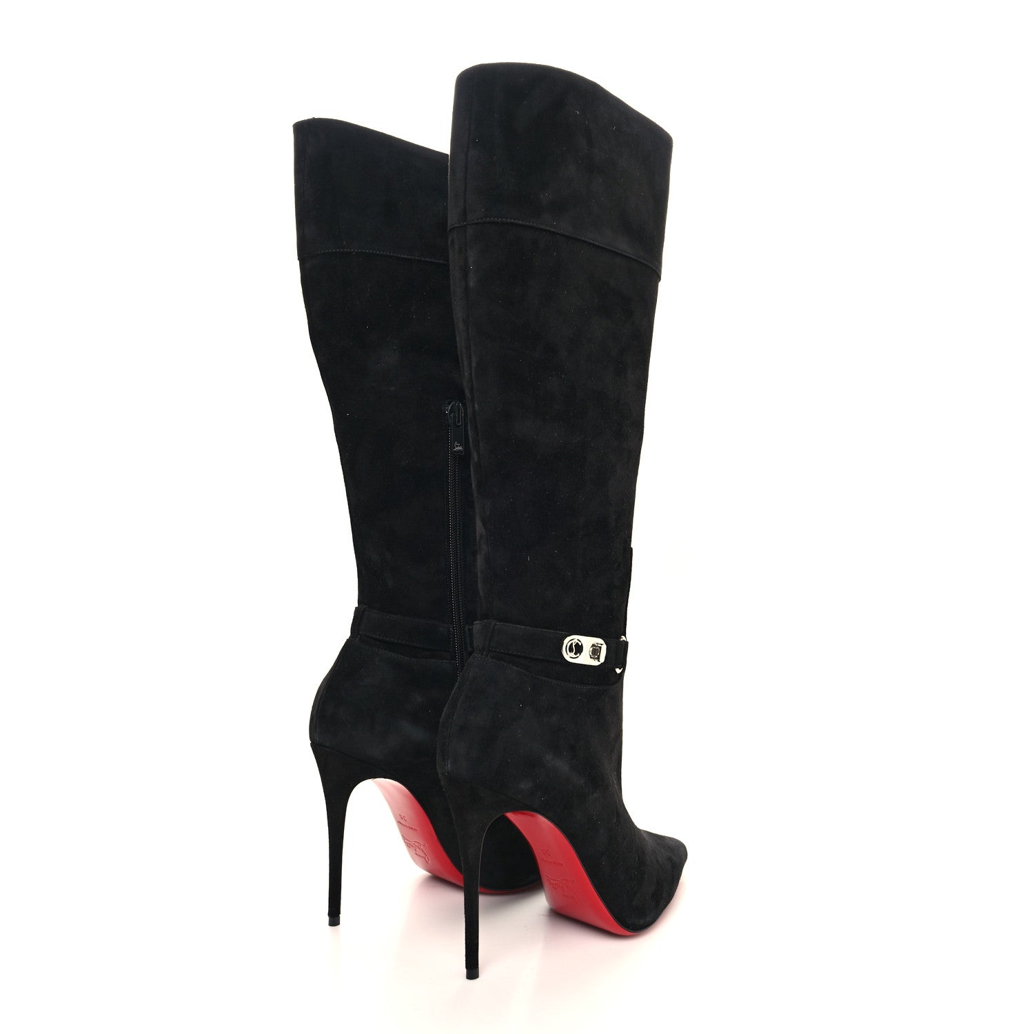 Christian Louboutin Suede Lock Kate Botta 100 Knee High Boots 38 Black 4 of 6
