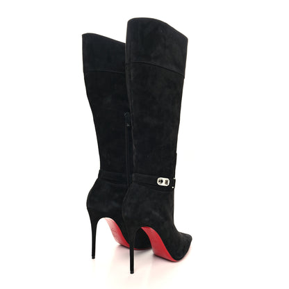 Christian Louboutin Suede Lock Kate Botta 100 Knee High Boots 38 Black 4 of 6