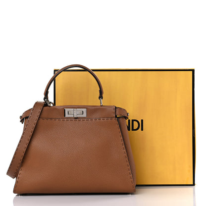 Fendi Cuoio Romano Selleria Bi-Color Medium Peekaboo Iconic Satchel Mou Deserto 13 of 13