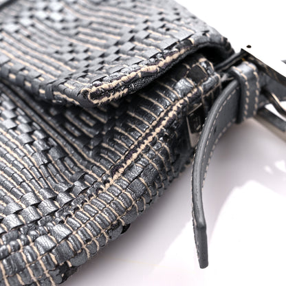 Fendi Metallic Lambskin Woven Baguette Grey 13 of 14