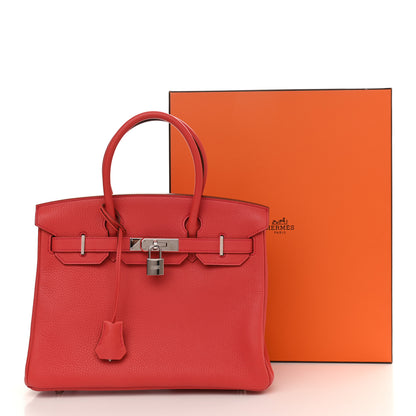 Hermes Taurillon Clemence Birkin 30 Rouge Pivoine 10 of 10