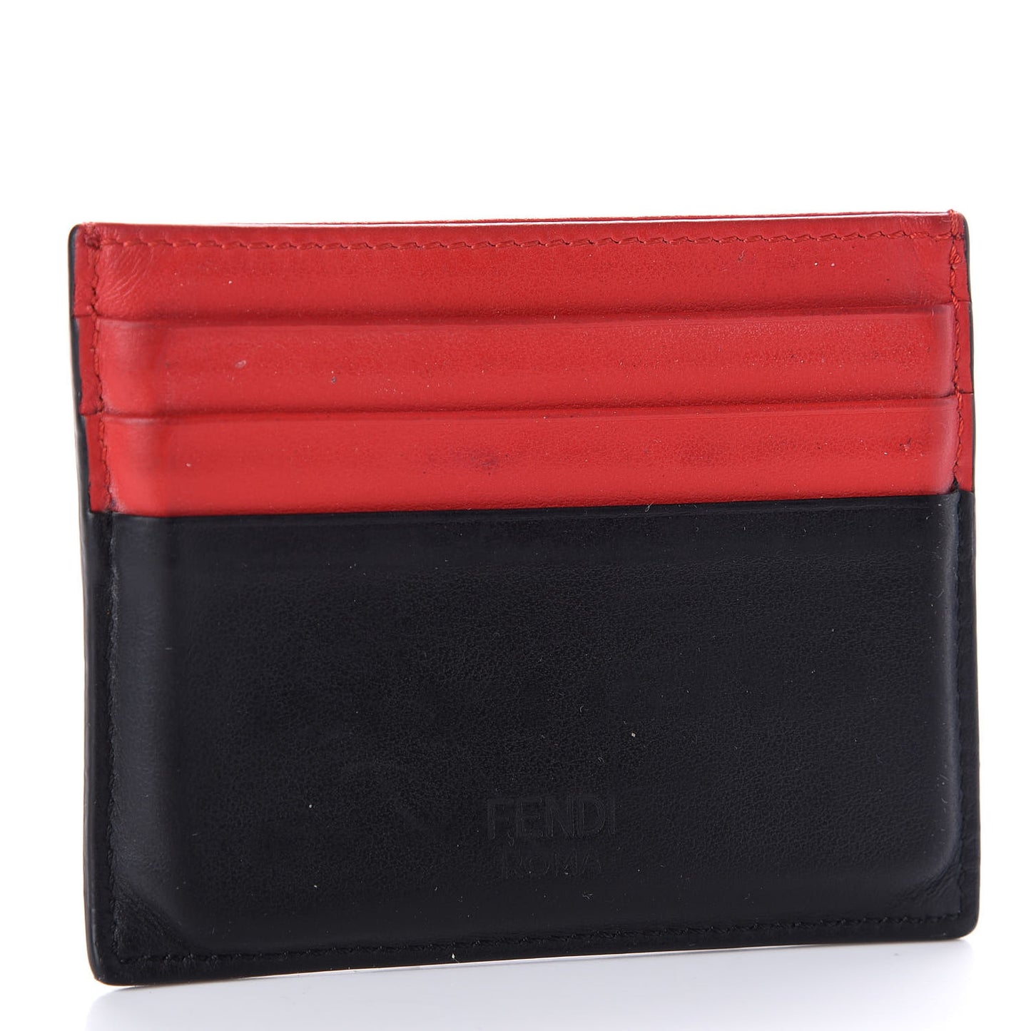 Vitello Century Monster Eyes Inlay Card Holder Black Giallo Rosso