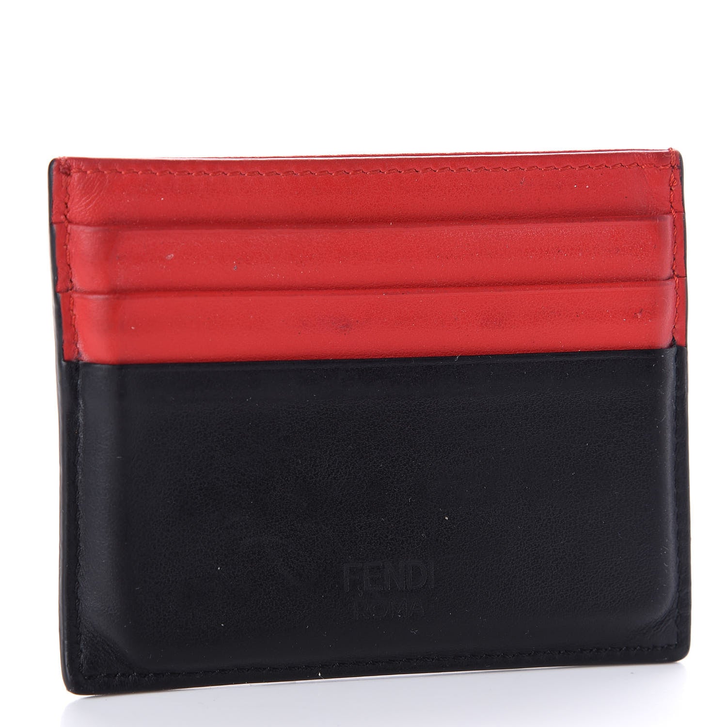 Fendi Vitello Century Monster Eyes Inlay Card Holder Black Giallo Rosso 3 of 10