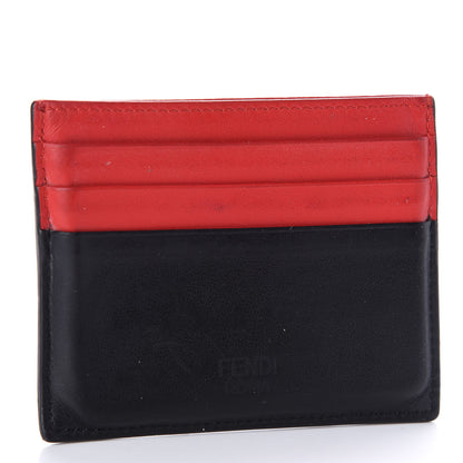 Fendi Vitello Century Monster Eyes Inlay Card Holder Black Giallo Rosso 3 of 10