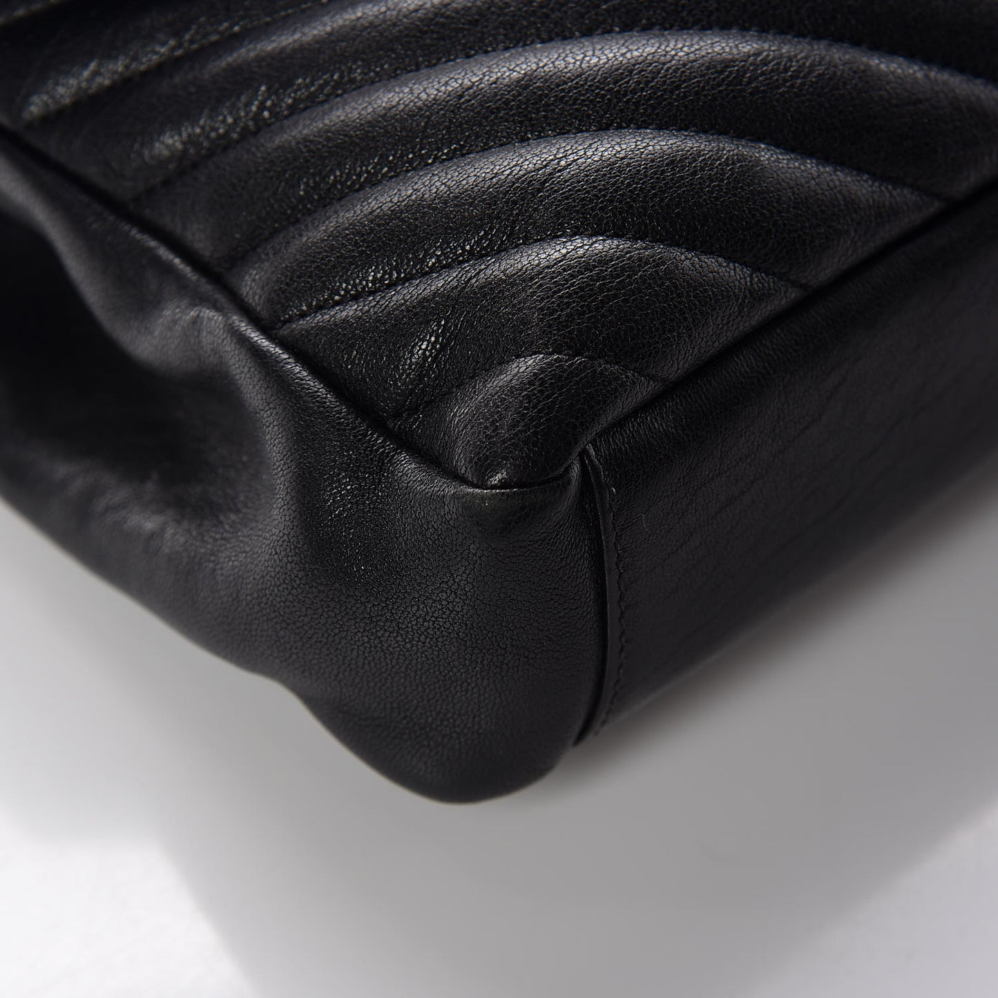 Sheepskin Matelasse Chevron Monogram Medium College Bag Black