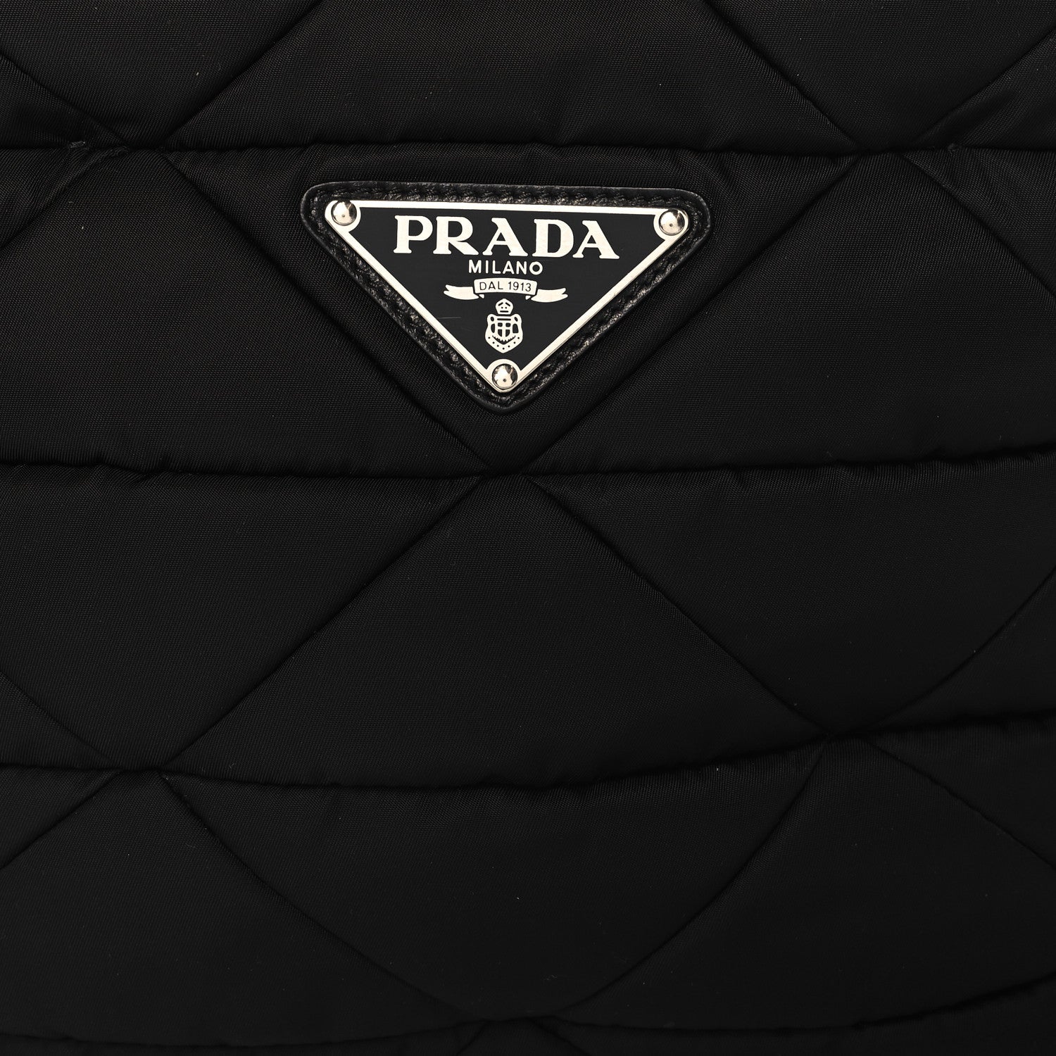 Prada Re-Nylon Nappa Triangle Quilted Padded Small Double Handled Zip Tote Black 7 of 9