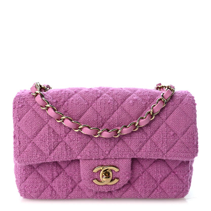 Chanel Tweed Quilted Mini Rectangular Flap Purple 1 of 10