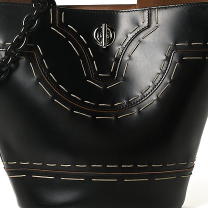 Balenciaga Calfskin Pickstitch Mini Top Handle Bucket Bag Black 9 of 16