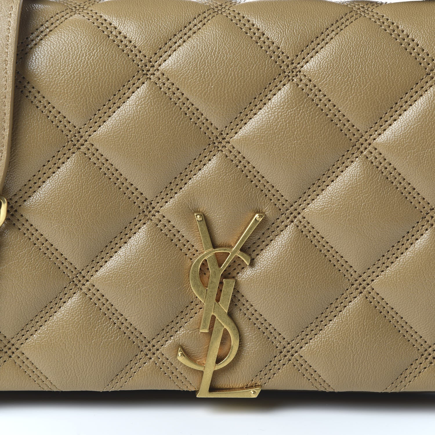 Saint Laurent Lambskin Diamond Quilted Becky Chain Wallet Gold Sand 9 of 10