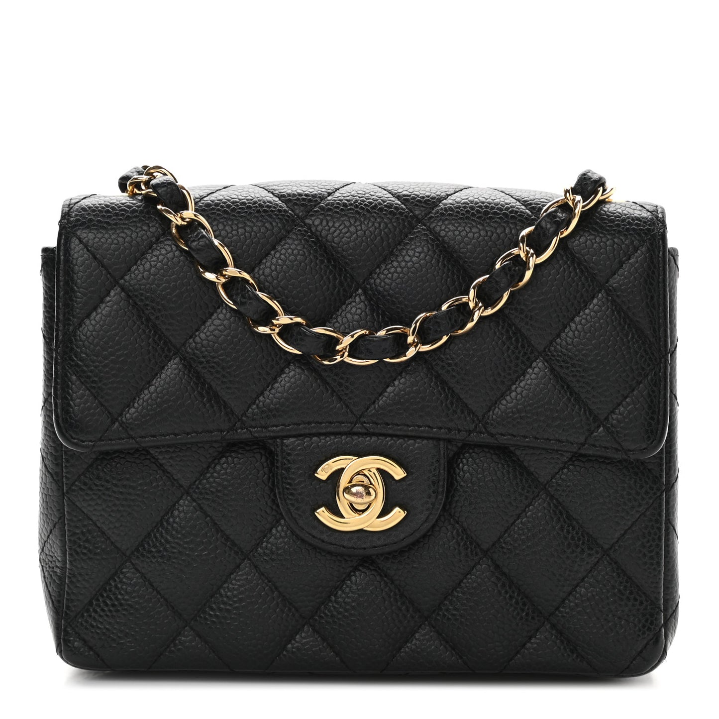 Caviar Quilted Mini Square Flap Black