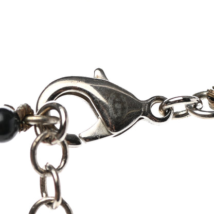 Chanel Pearl Beaded CC Long Necklace Black Silver 5 of 5