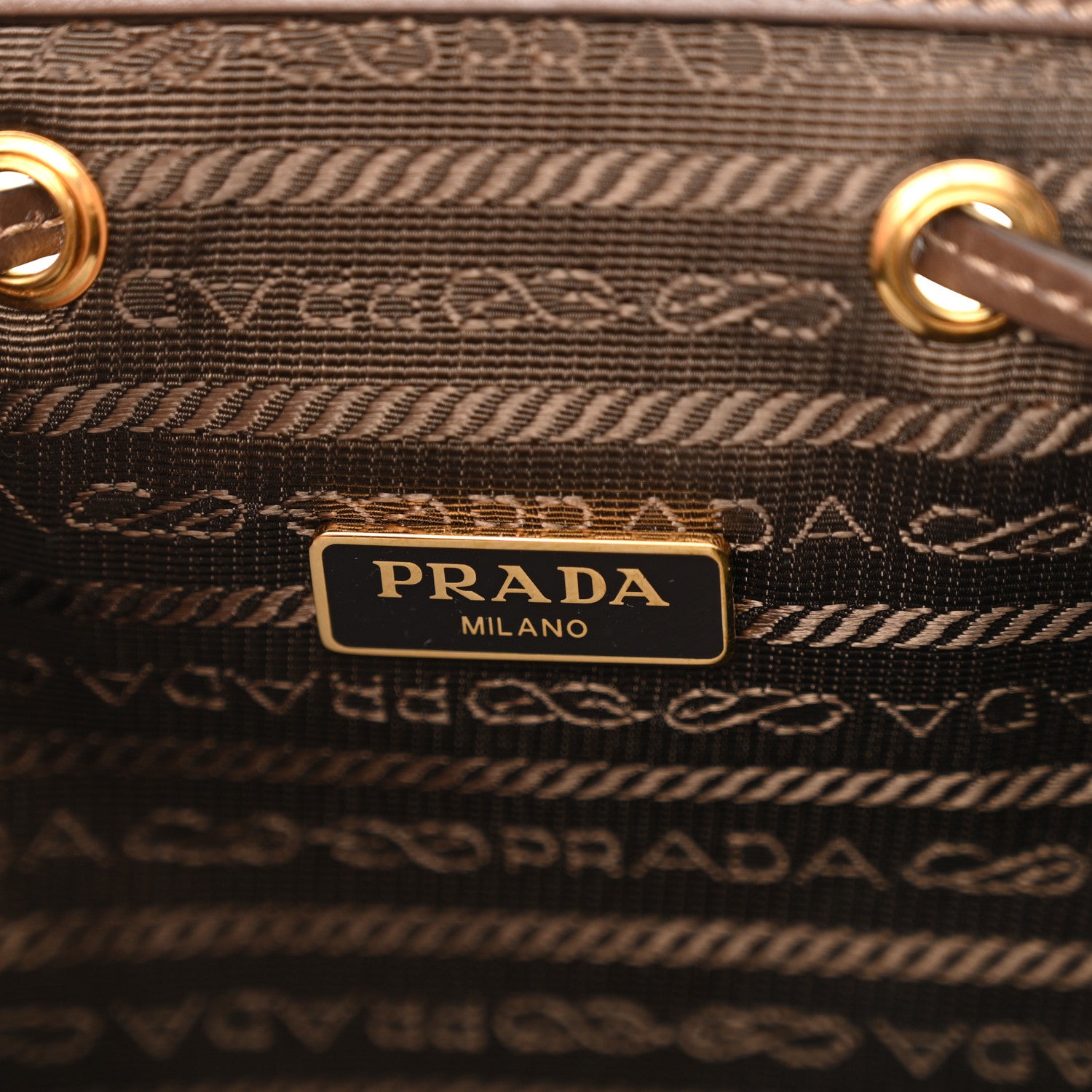 Prada Jacquard Logo Mini Bucket Crossbody Bag Corda Bruciato 6 of 10