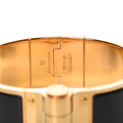 Hermes Enamel Charniere Uni Wide Hinged Bracelet M Black 4 of 5