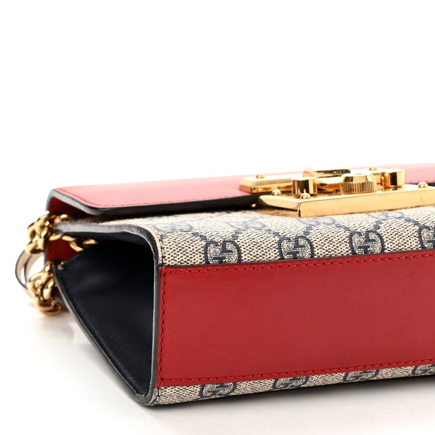 GG Supreme Monogram Moon Calfskin Small Padlock Shoulder Bag Beige Blue Hibiscus Red Mystic White