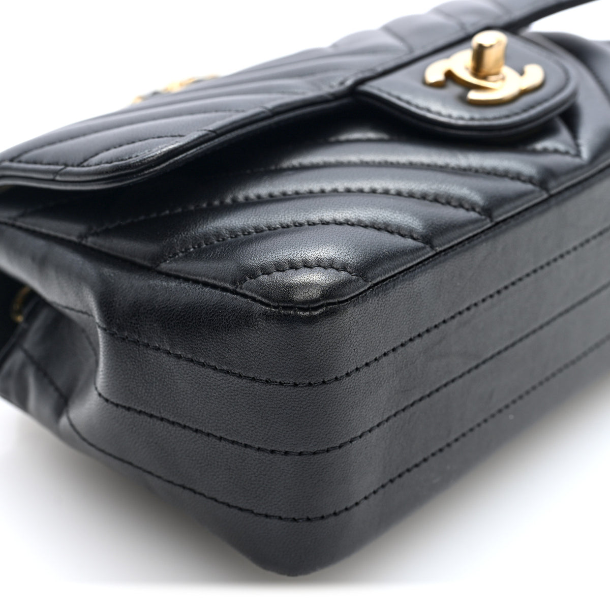 Chanel Lambskin Chevron Quilted Mini Rectangular Flap Black 8 of 10