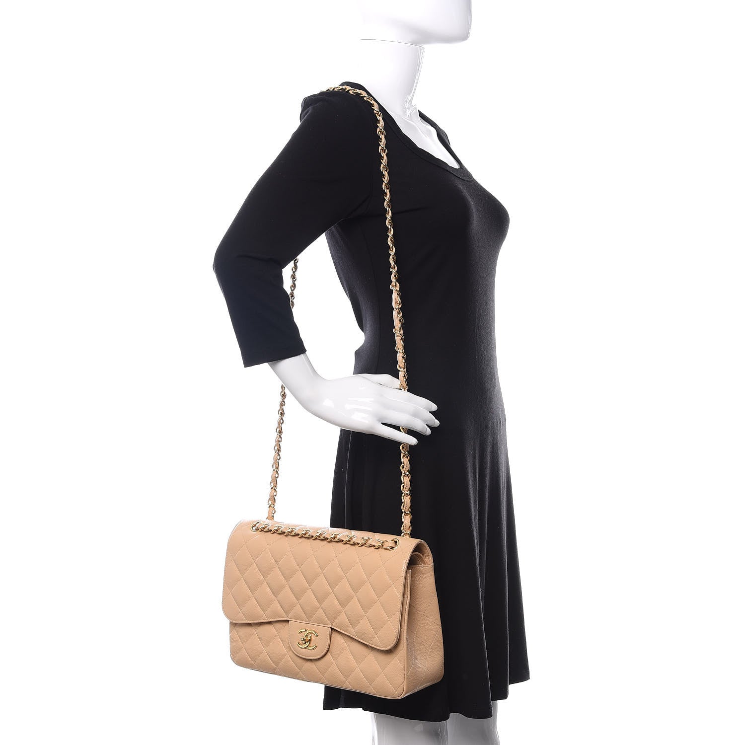 Chanel Caviar Quilted Jumbo Double Flap Beige Clair 3 of 18