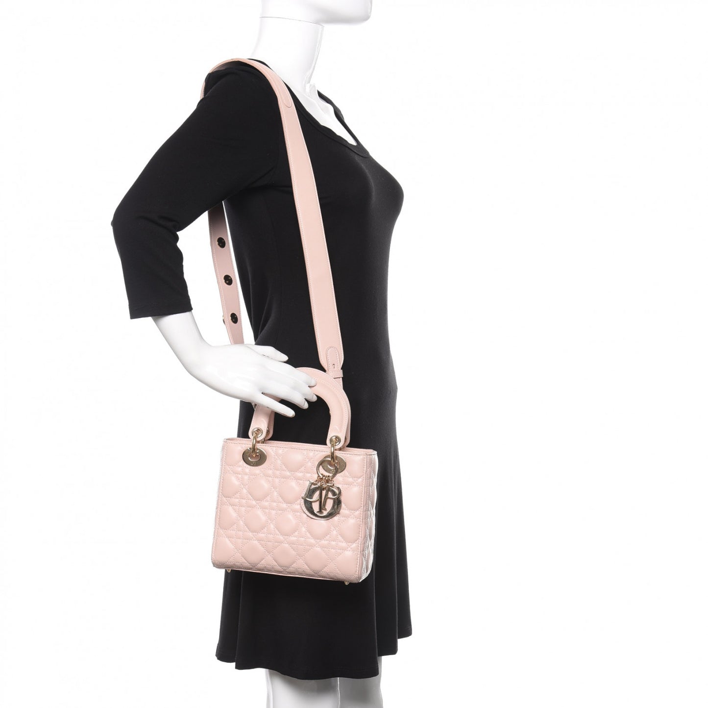 Lambskin Cannage Small Lucky Badges My Lady Dior Pink