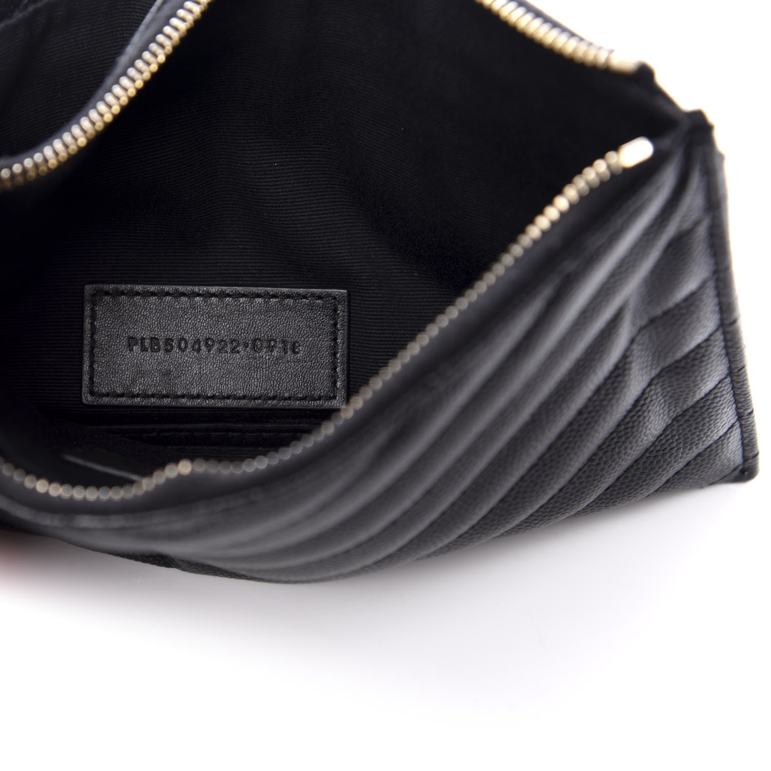 Saint Laurent Grain De Poudre Chevron Monogram Bill Pouch Black 7 of 7