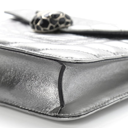 Bulgari Metallic Calfskin Quilted Serpenti Forever Shoulder Bag Silver 10 of 11