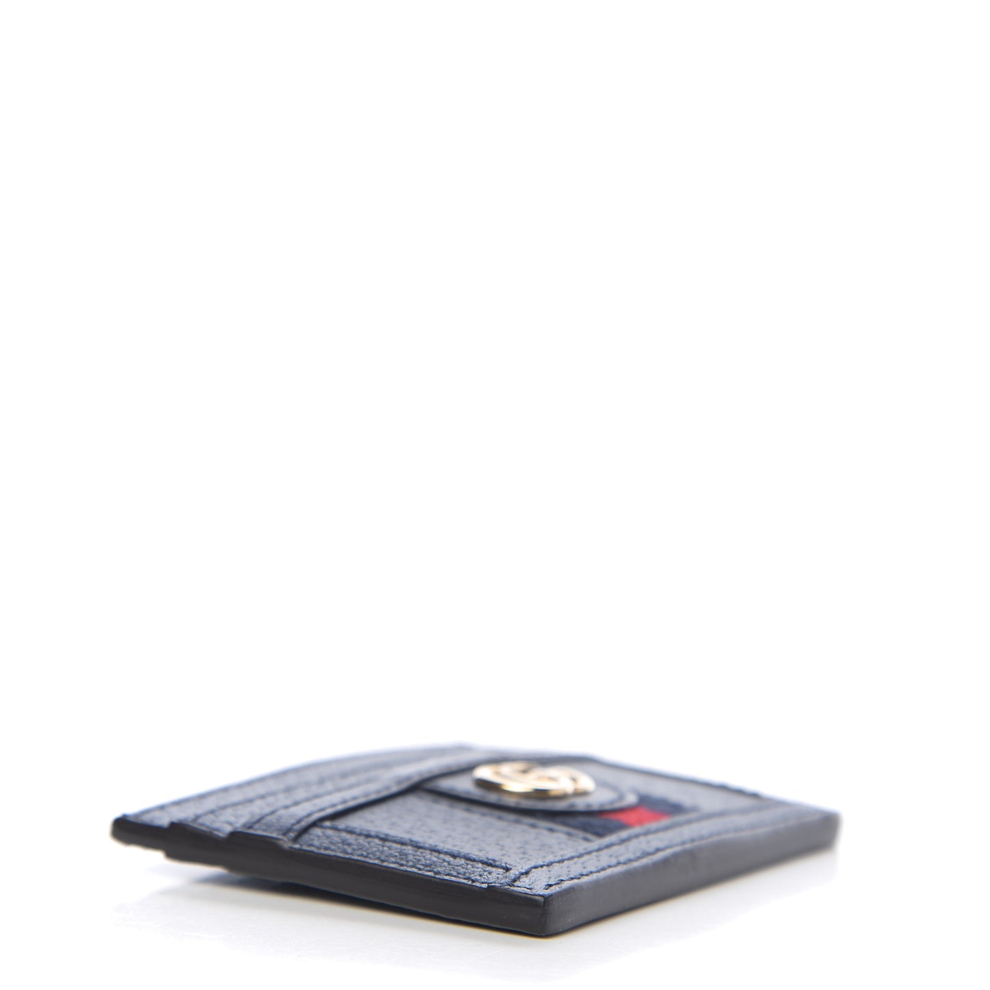 Textured Calfskin Ophidia Card Holder Blue Agata