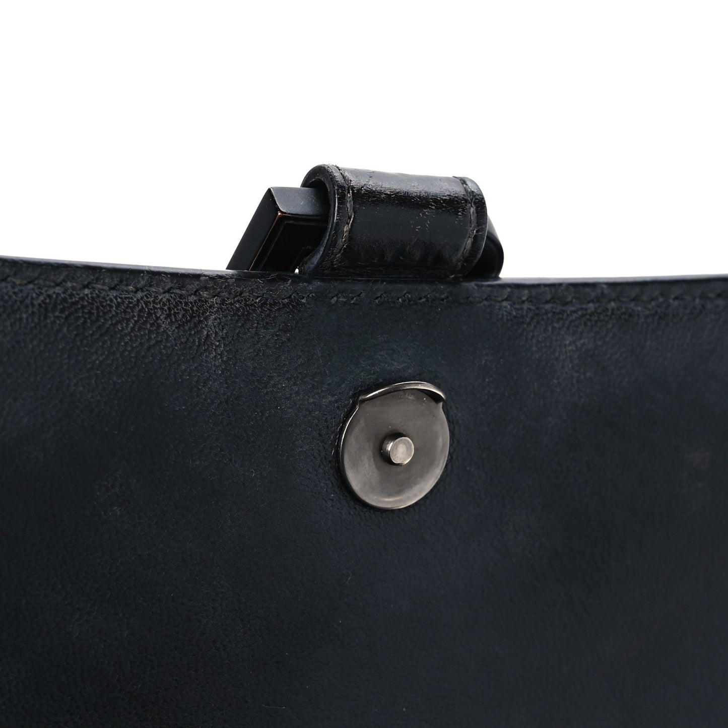 Shiny Calfskin Monochrome Crocodile Embossed Small Hourglass Top Handle Bag Black