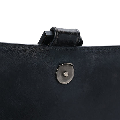 Balenciaga Shiny Calfskin Monochrome Crocodile Embossed Small Hourglass Top Handle Bag Black 13 of 14