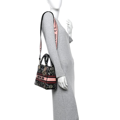 Christian Dior Canvas Cabinet De Curiosites Embroidered Medium Lady D-Lite Black Multicolor 2 of 12