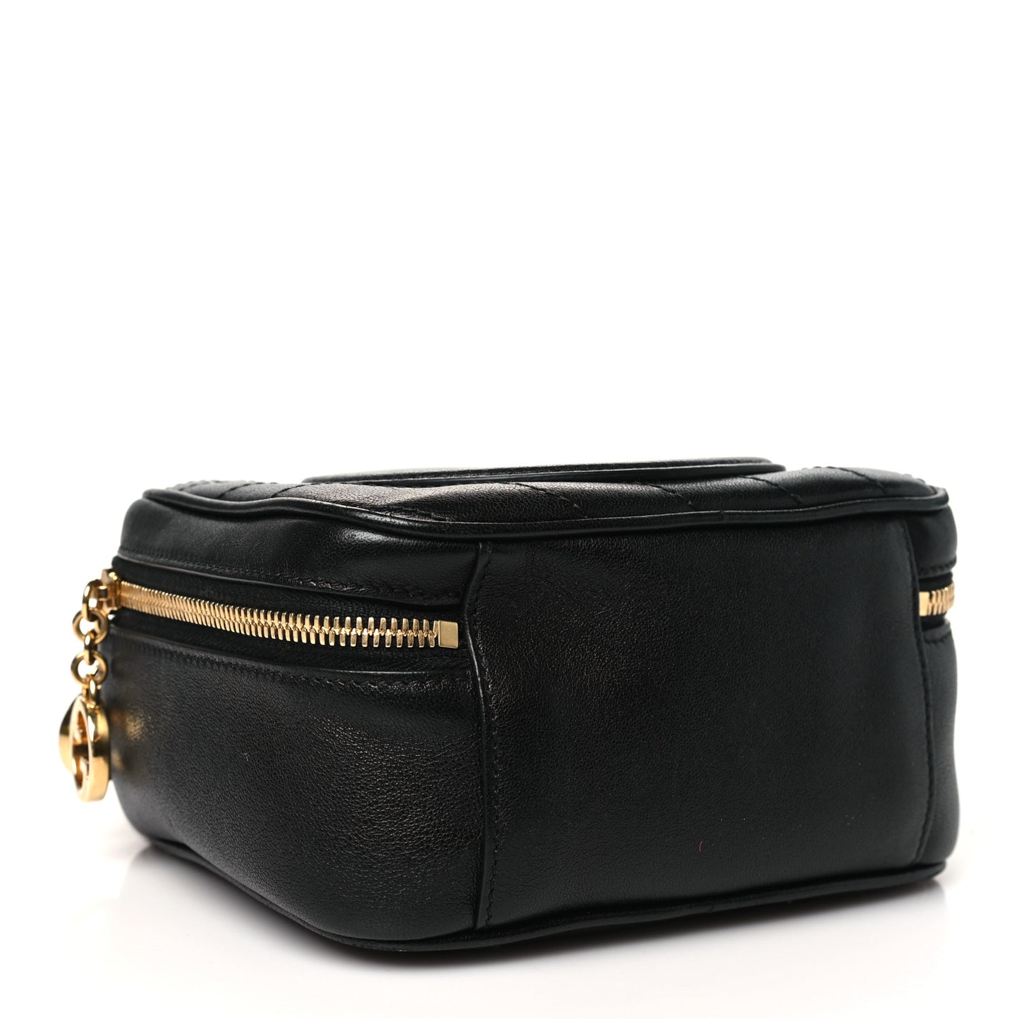 Sakai Be Green Calfskin Diagonal Stitched Blondie Top Handle Bag Black