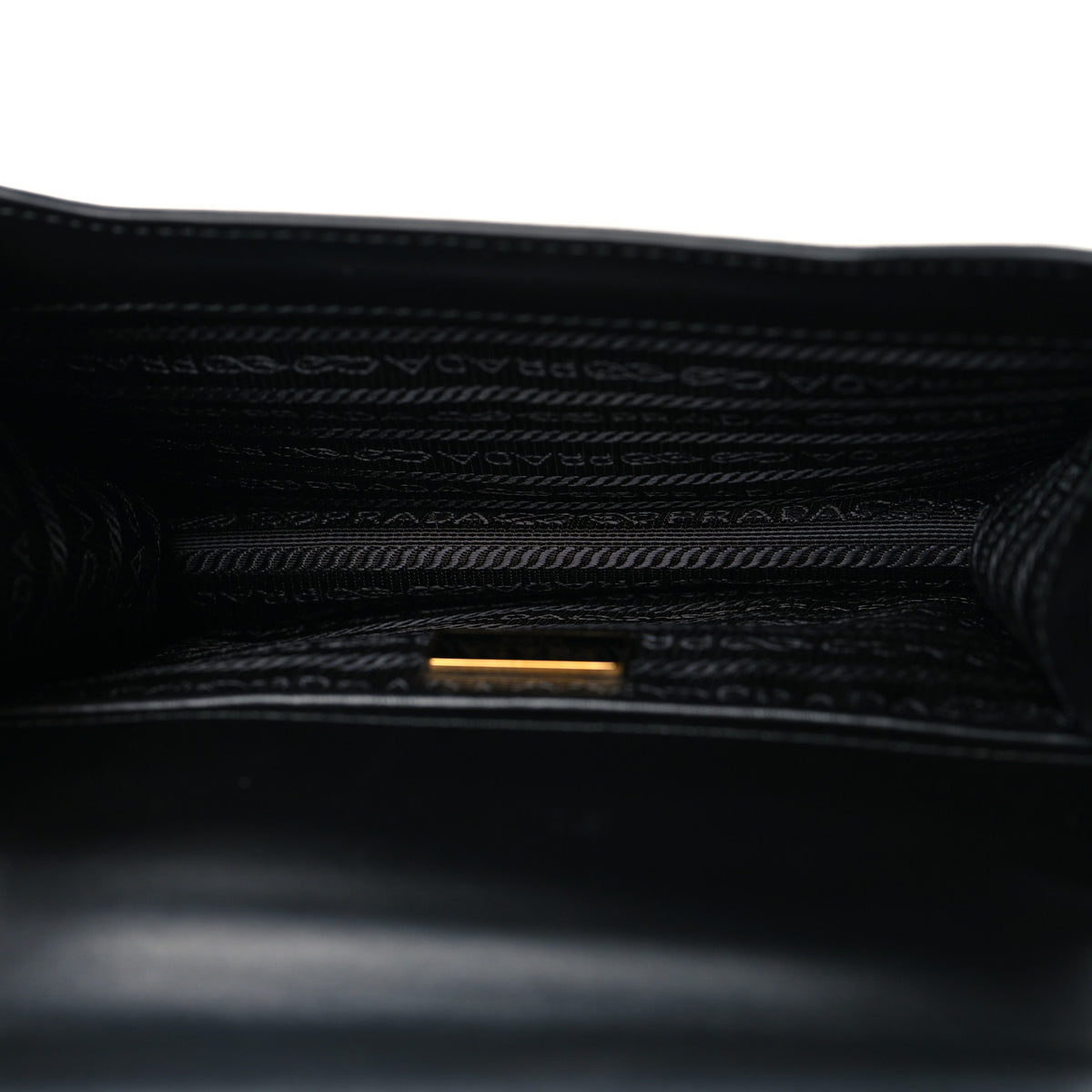 Prada Saffiano Soft Calfskin Metal Triangle Logo Envelope Chain Shoulder Bag Black 5 of 9