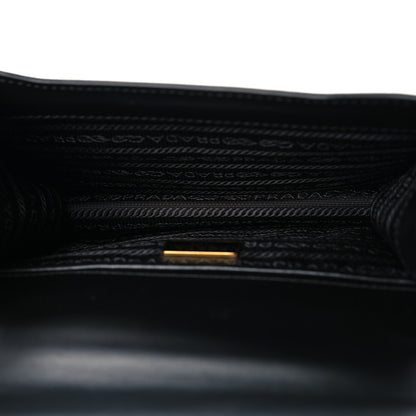 Prada Saffiano Soft Calfskin Metal Triangle Logo Envelope Chain Shoulder Bag Black 5 of 9