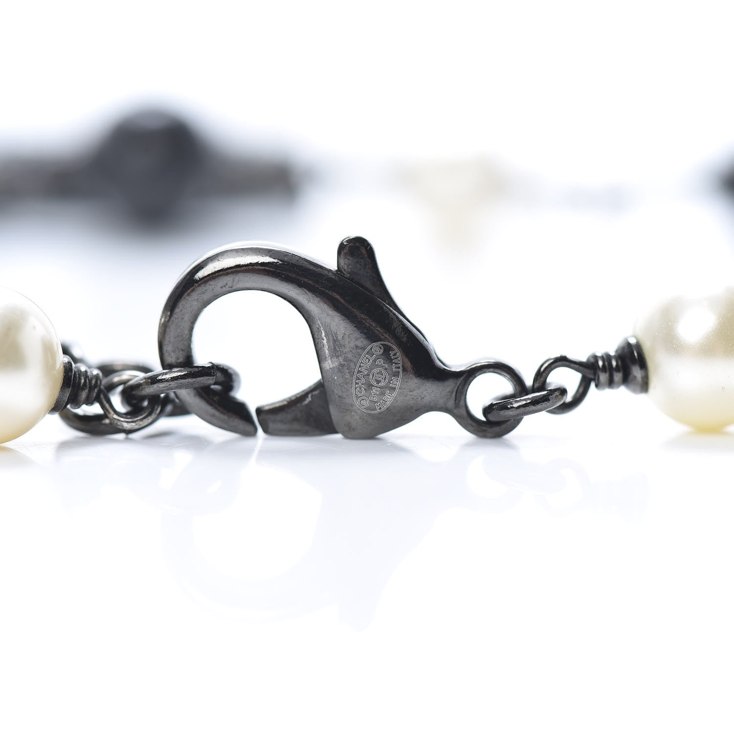 Chanel Beaded CC Short Necklace Ruthenium Black 4 of 4