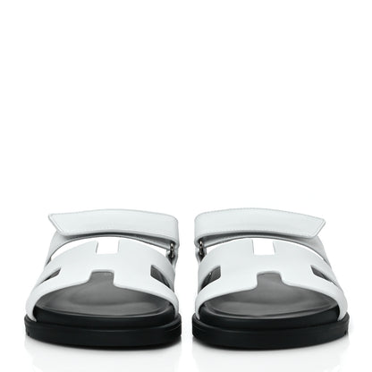 Hermes Calfskin Womens Chypre Sandals 37.5 White 2 of 9