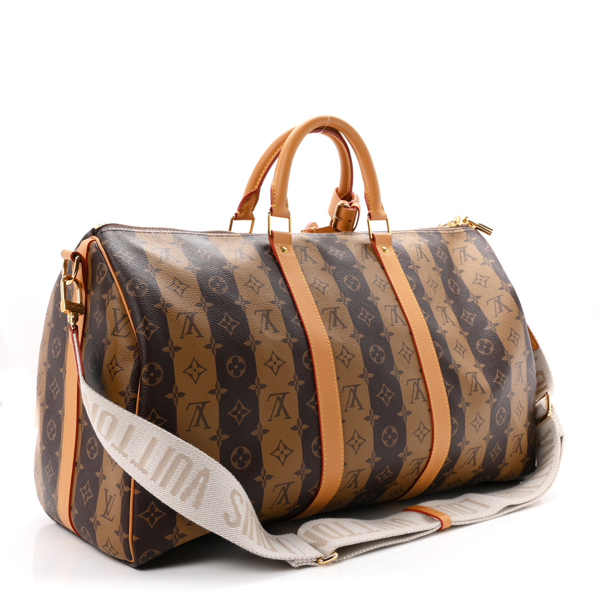 Louis Vuitton X NIGO Reverse Monogram Stripe Keepall Bandouliere 50 Brown 2 of 8